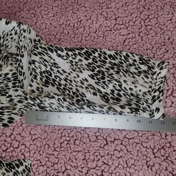 Investments Womens Size L Button Down Animal Print Top 3/4 Long Sleeve - Picture 14 of 14